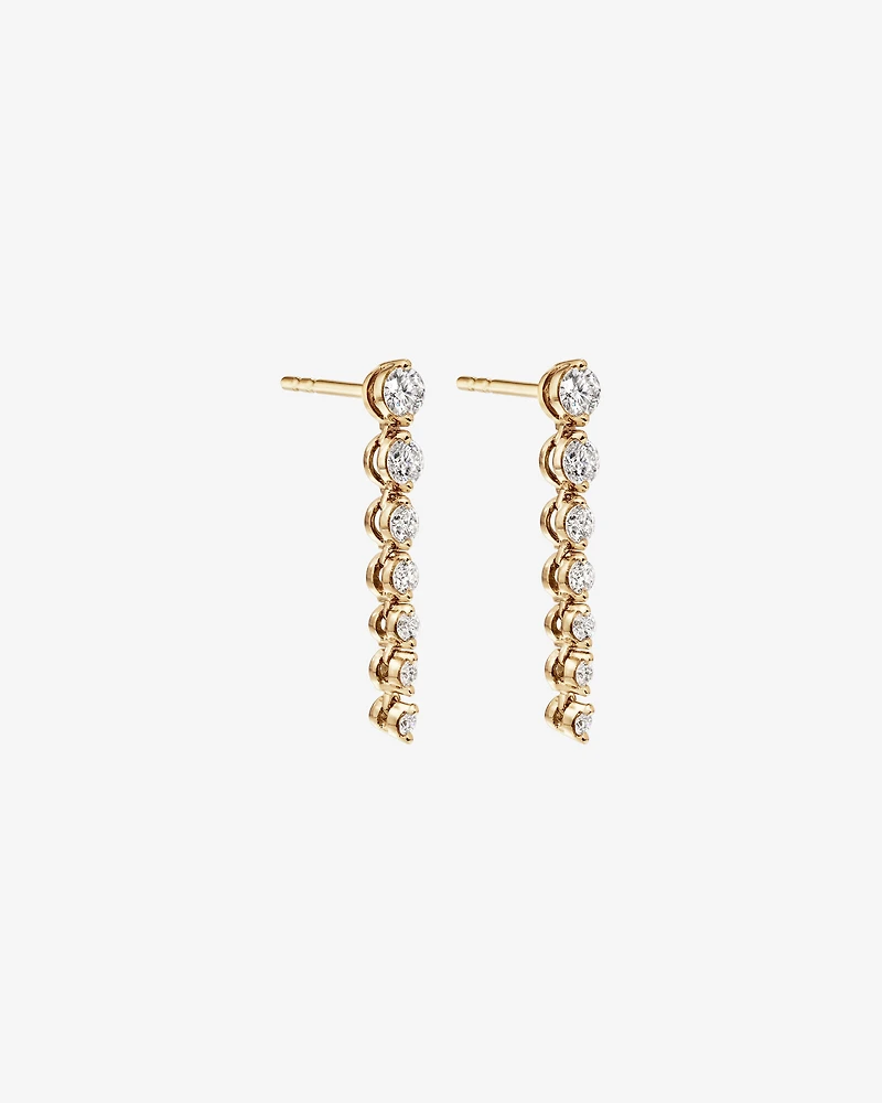 0,50 carat TW Boucles d'oreilles pendantes graduées en diamant en or jaune 18kt