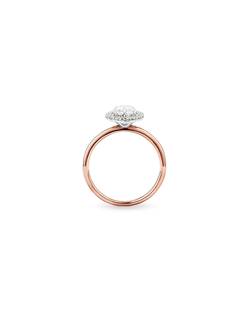1.46 Carat TW Oval Cut Laboratory-Grown Diamond Halo Engagement Ring in 14kt Rose and White Gold