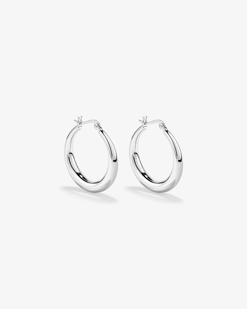 Graduated Domed Hoop Earrings in Sterling Silver