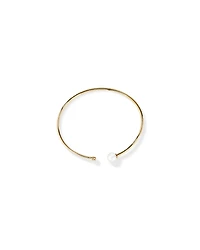 Cultured Freshwater Pearl and Diamond Torque Bangle in 10kt Yellow Gold