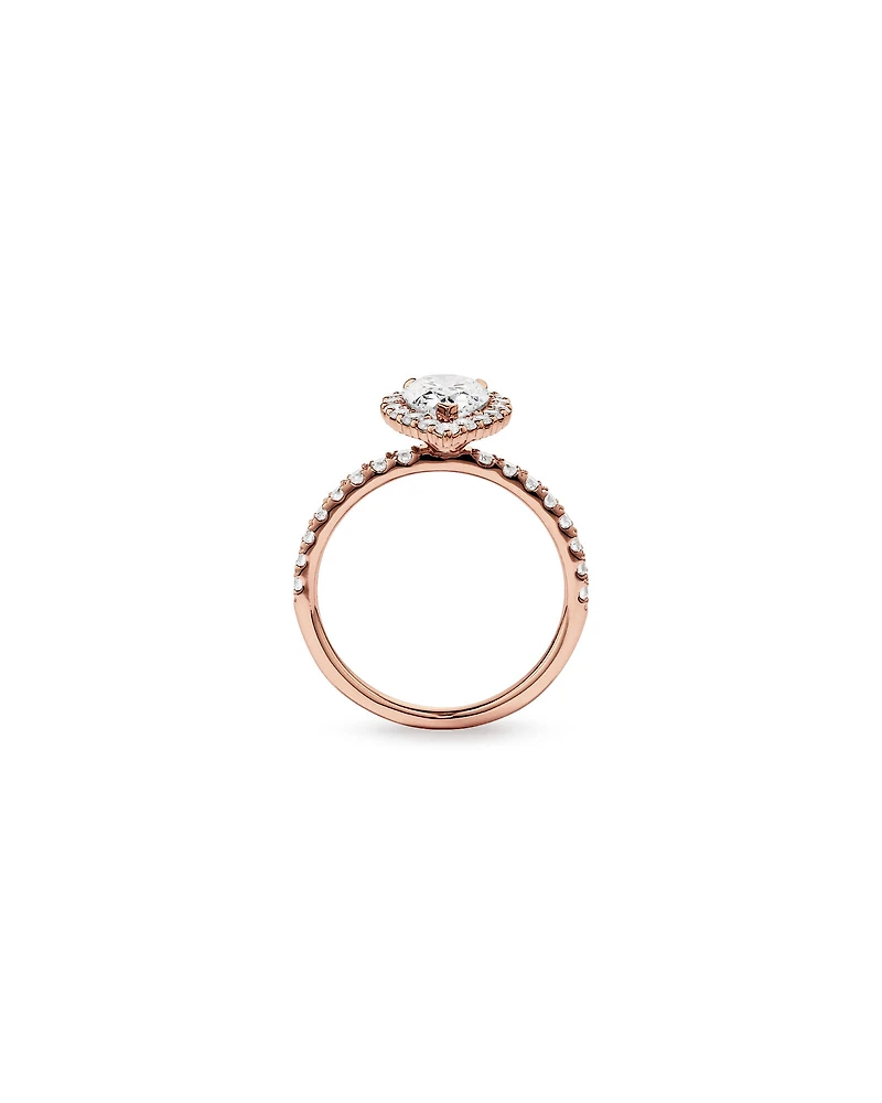 1.82 Carat TW Pear Cut Laboratory-Grown Diamond Halo Engagement Ring in 14kt White Gold