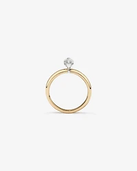 Bague de fiançailles solitaire diamant taille marquise certifiée TW de 0,70 carat en or jaune et blanc 18 carats