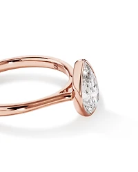 1.25 Carat TW Pear Cut Laboratory-Grown Diamond Solitaire Bezel Set Engagement Ring in 14kt Yellow Gold