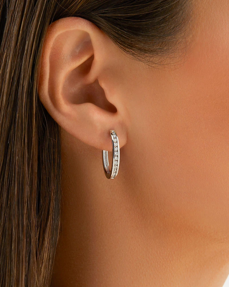 Huggie Earrings with 0.50 Carat TW of Diamonds in 10kt Rose Gold