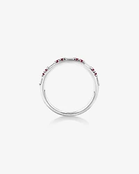 Ruby & Diamond Dot Dash Ring with 0.16 Carat TW in 10kt White Gold