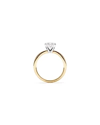 Bague de fiançailles solitaire en or jaune et blanc 14 carats, taille ovale, diamant de synthèse de 2,00 carats