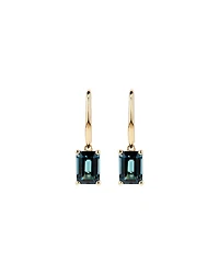 Emerald Cut London Blue Topaz Gemstone Drop Earrings in 10kt Yellow Gold