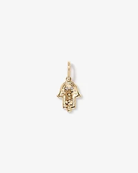 Diamond Hamsa Hand Pendant in 10kt Yellow Gold