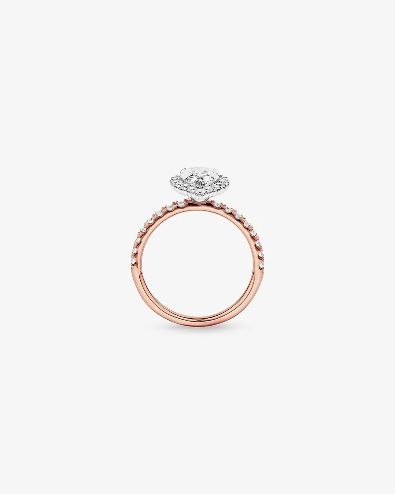 1.82 Carat TW Pear Cut Laboratory-Grown Diamond Halo Engagement Ring in 14kt White Gold