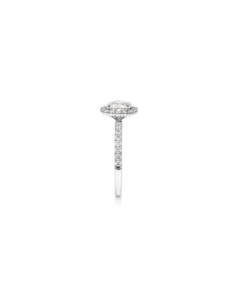 1.79 Carat TW Round Brilliant Laboratory-Grown Diamond Halo Engagemet Ring in 14kt White Gold