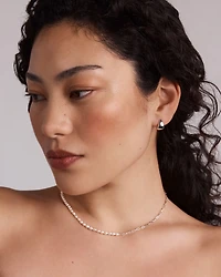 Collier En Argent Sterling Moitié Perles D’Eau Douce De Culture, Moitié Chaîne Maillons Trombone