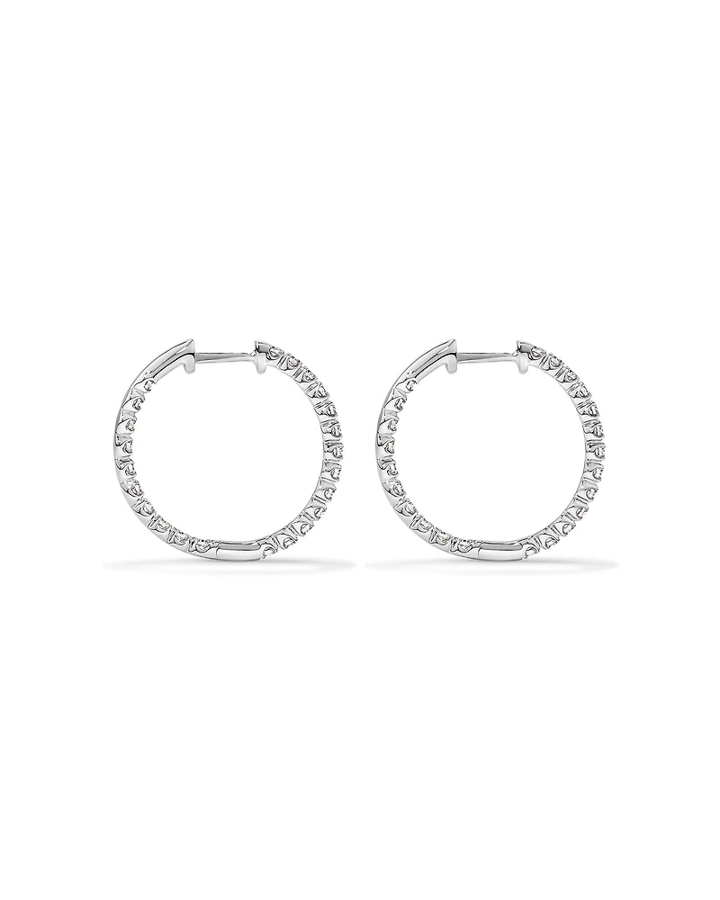 Carat TW Laboratory-Grown Diamond Hoop Earrings Set in 10kt White Gold