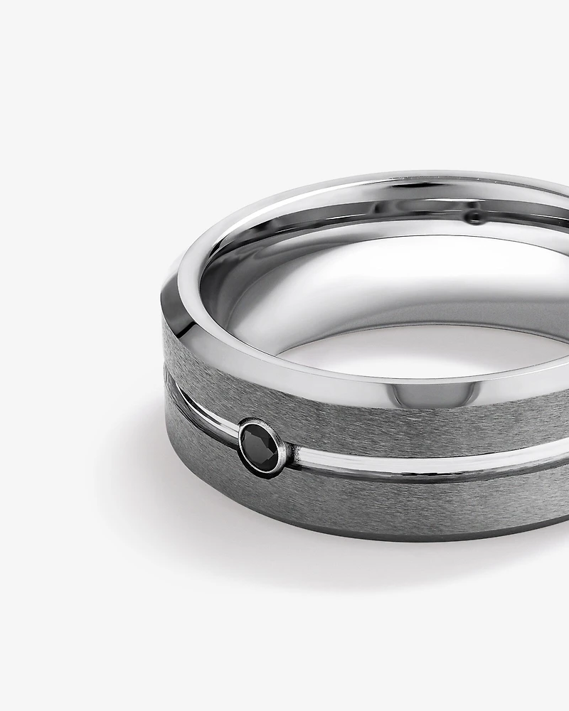 8mm Black Diamond Wedding Band Tungsten