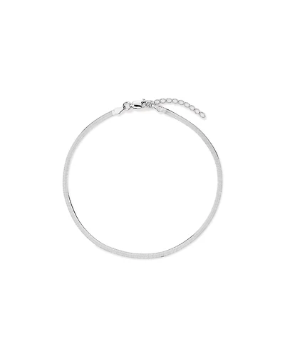 26cm (10.2") 3.7mm Width Herringbone Chain Anklet in Sterling Silver