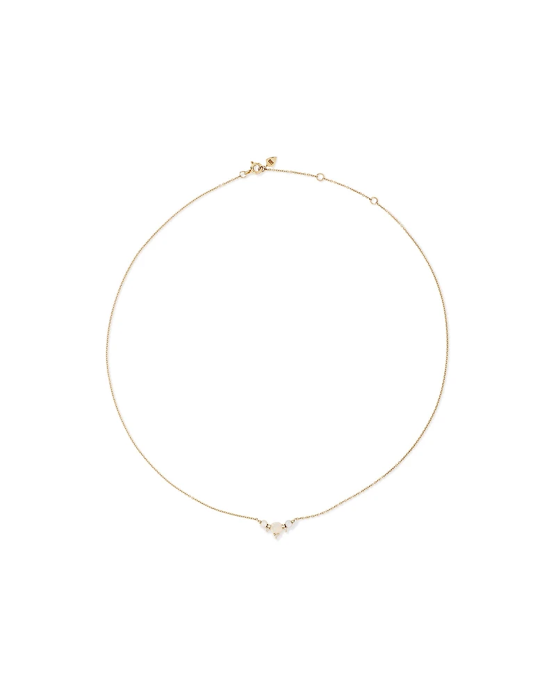 Necklace with Opal & Diamonds in 10kt Yellow Gold