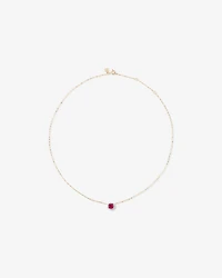 Round Cut Red Created Ruby and Lab-Grown Diamond Halo Stud Earrings and Pendant Necklace Set in 10kt Yellow & Rhodium