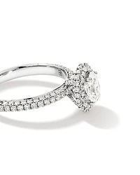 1.30 Carat TW Oval Cut Diamond Pave Halo Engagement Ring in Platinum