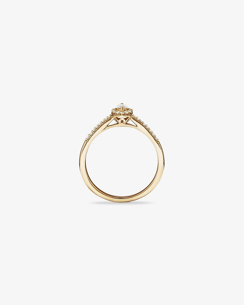 0.20 Carat TW Marquise Cut Diamond Halo Promise Ring in 10kt Yellow Gold