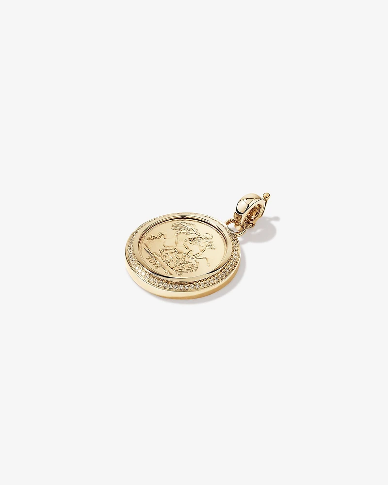 0.33 Carat TW Diamond Full Sovereign Medallion Pendant in 10kt and 22kt Yellow Gold