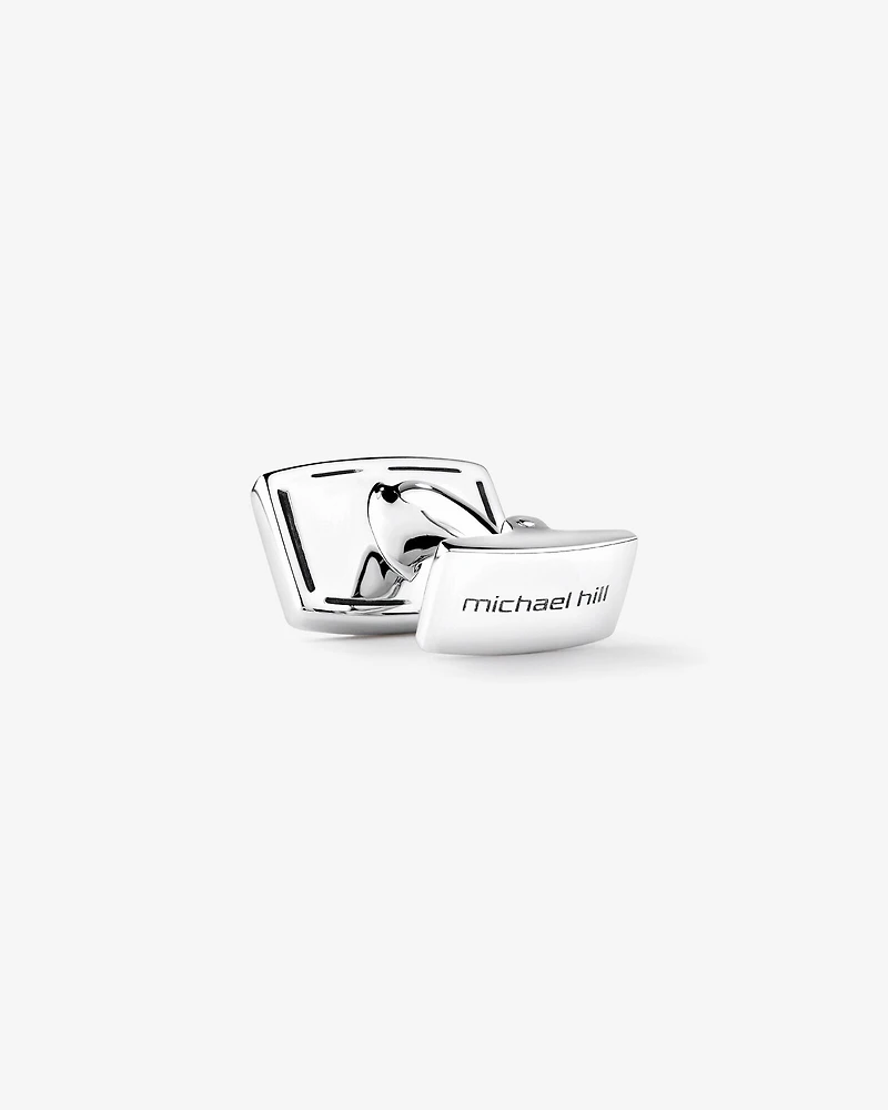 Boutons de manchette rectangulaires argentés pour homme