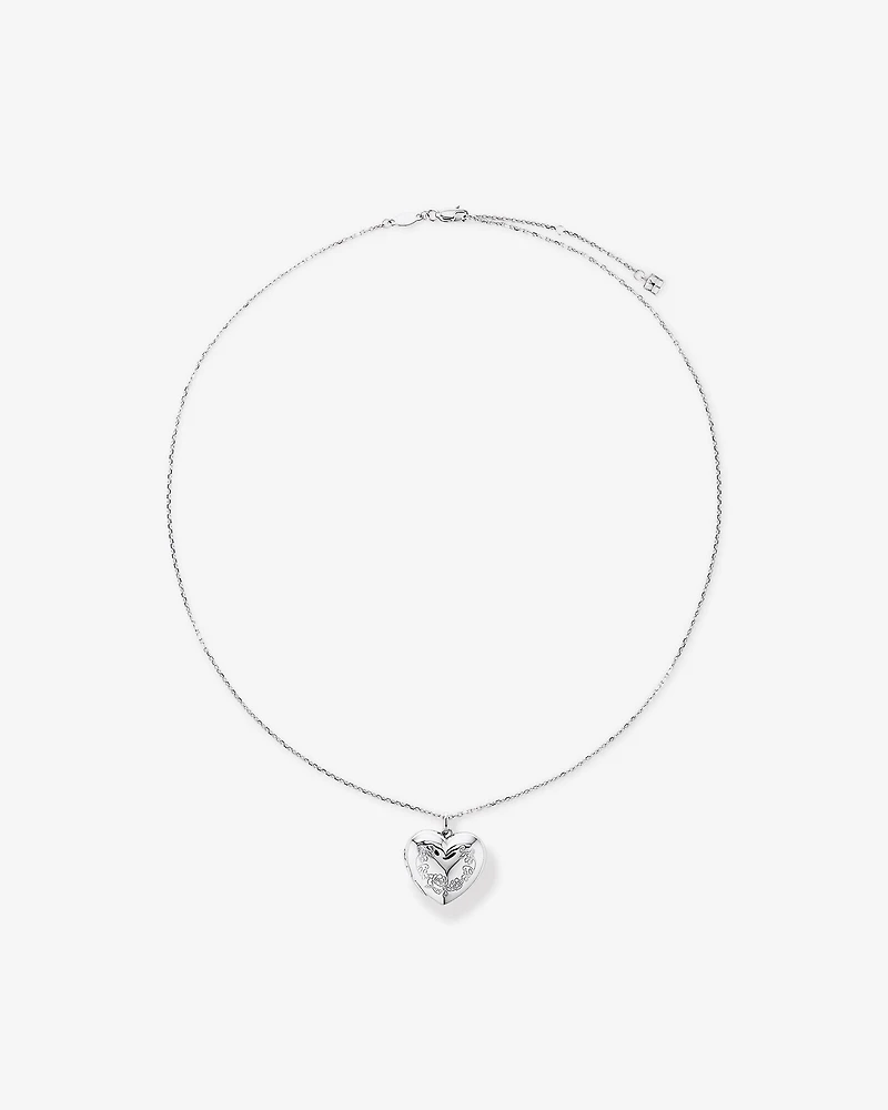 Collier médaillon coeur d’amour floral en argent sterling