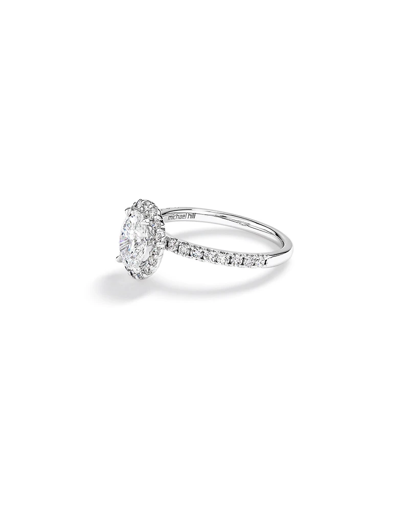 1.78 Carat TW Oval Laboratory-Grown Diamond Halo Engagement Ring in 14kt White Gold