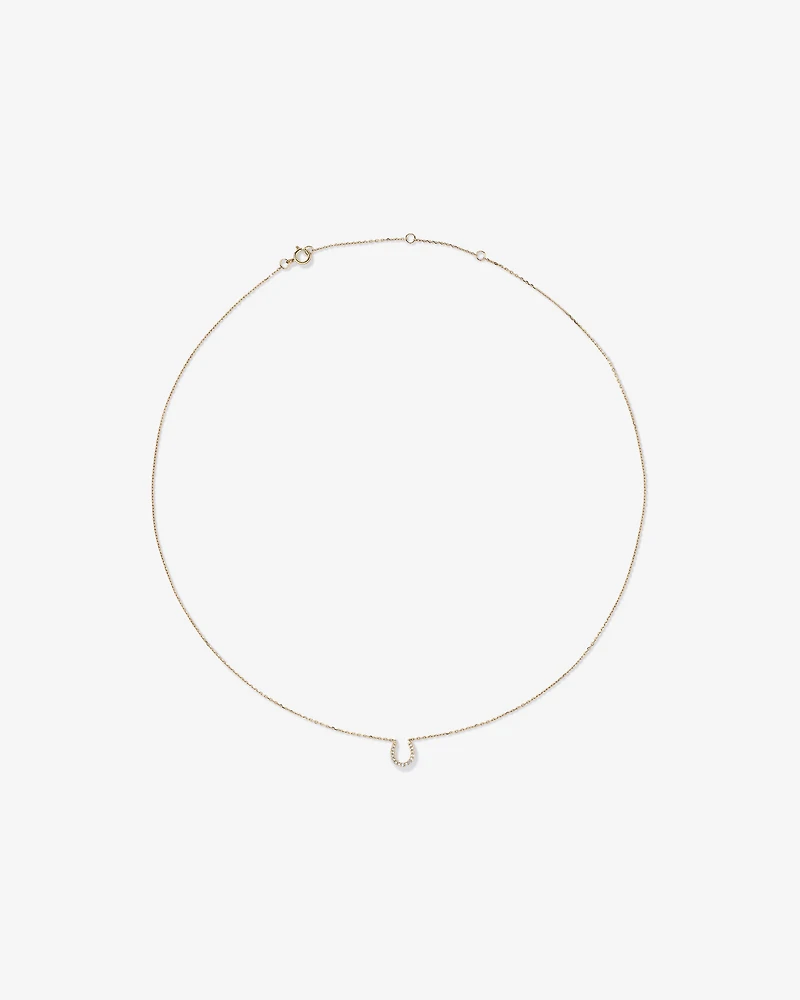 Collier à pendentif fer à cheval en or jaune 10 K avec diamants totalisant 0,10 ct