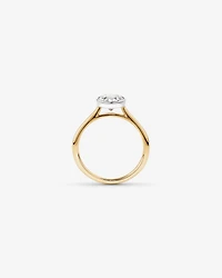 Bague De Fiançailles En Diamant De Laboratoire Rond Brillant De 1,25 Carat Poids Total, Sertie Dans Un Chaton En Or Jaune 14 Carats