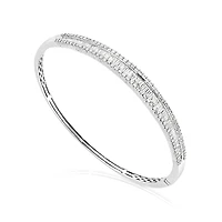 Hinged bangle with 2 Carat TW of Diamonds in 14kt White Gold