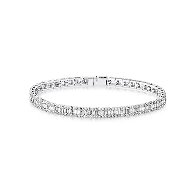 3.37 Carat TW Baguette Diamond Tennis Bracelet in 14kt White Gold