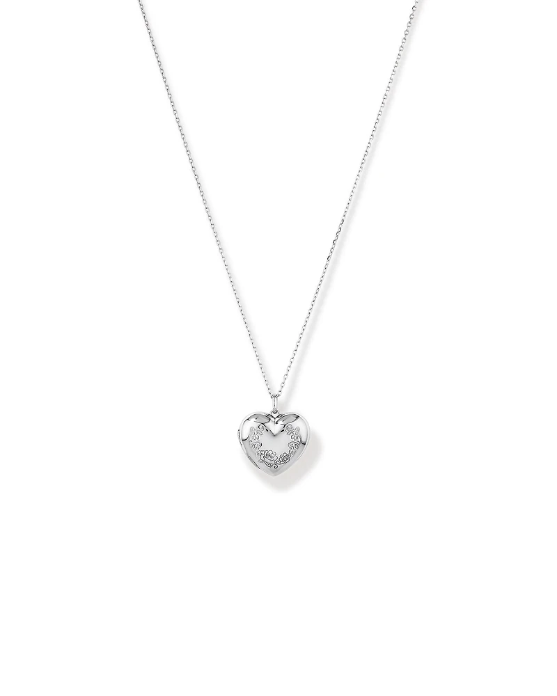Collier médaillon coeur d’amour floral en argent sterling