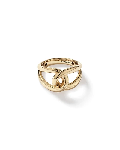 Bague à maillons ronds audacieux en or jaune 10 K