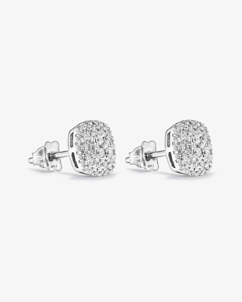 0.30 Carat TW Cushion Shaped Diamond Cluster Stud Earrings in 10kt Yellow Gold