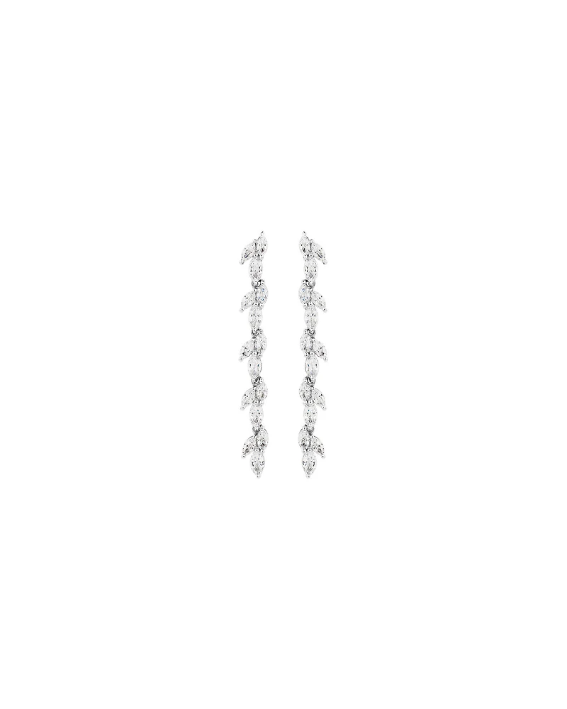 Cubic Zirconia Vine Drop Stud Earrings in Sterling Silver