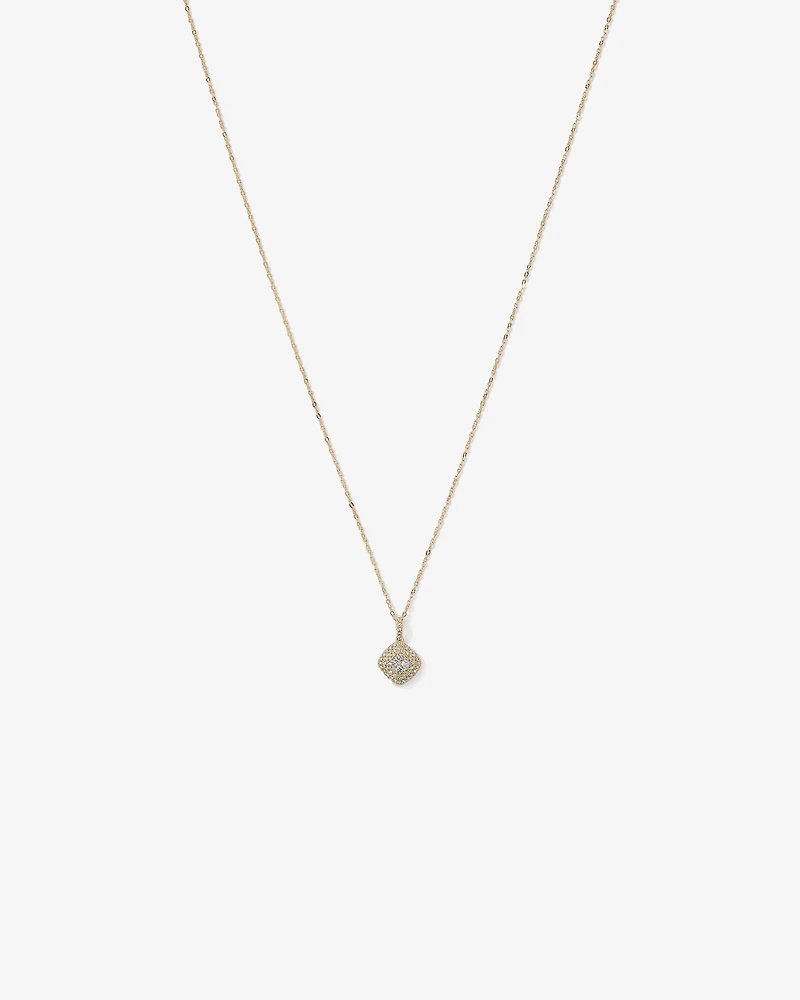 0.30 Carat TW Cushion Shaped Diamond Cluster Pendant Necklace in 10kt Yellow Gold