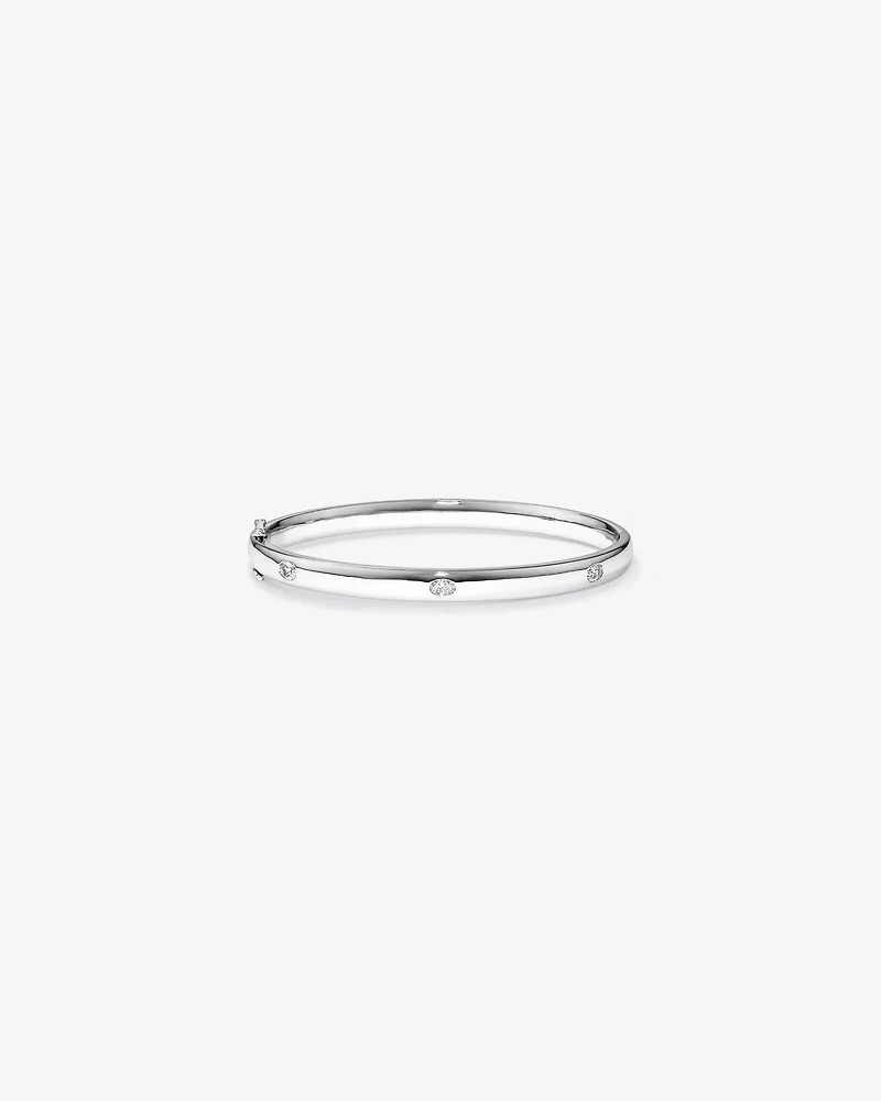 0.45 Carat TW Laboratory-Grown Oval Diamond Bangle in Sterling Silver