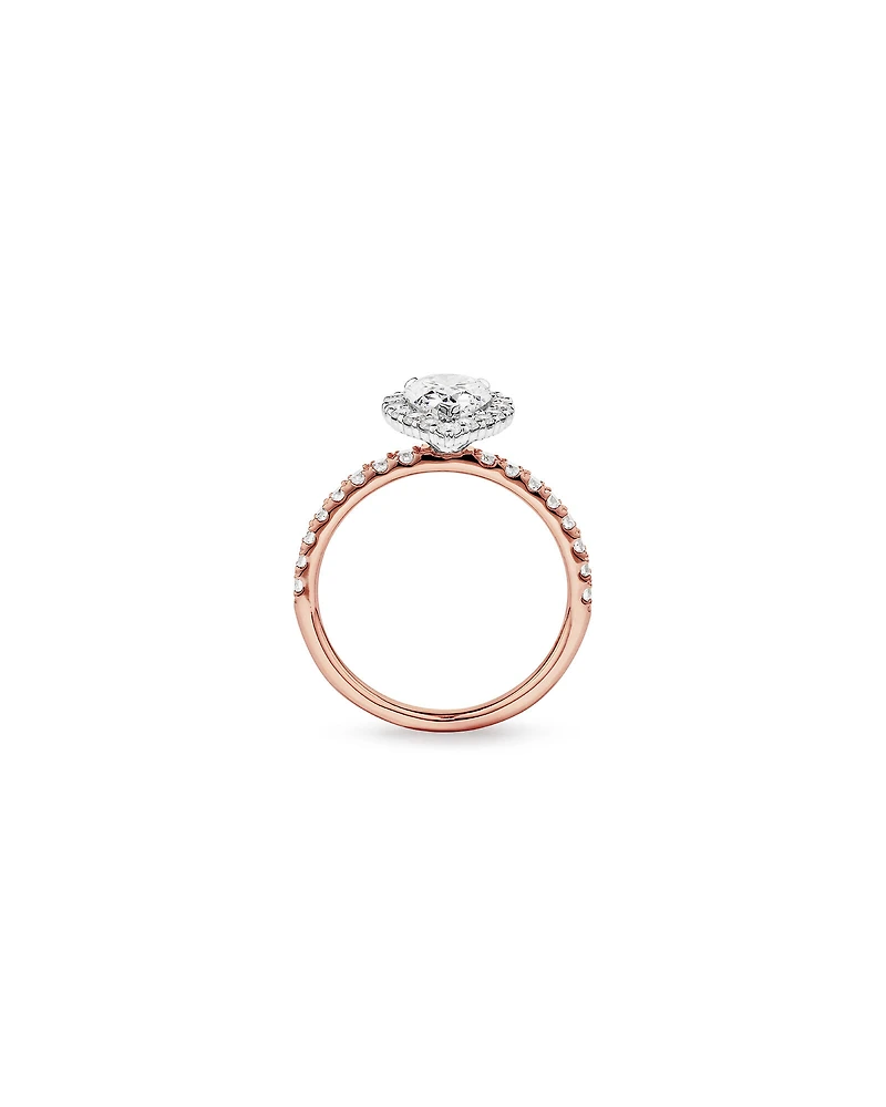 1.82 Carat TW Pear Cut Laboratory-Grown Diamond Halo Engagement Ring in 14kt White Gold