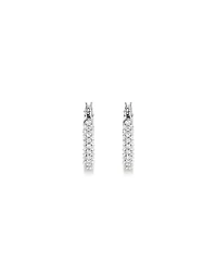 Pavé Cubic Zirconia Small Hoop Earrings in Sterling Silver