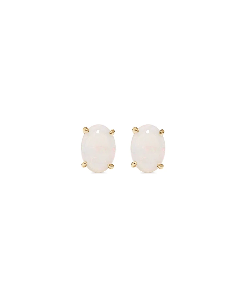 Stud Earrings with Opal in 10kt Yellow Gold