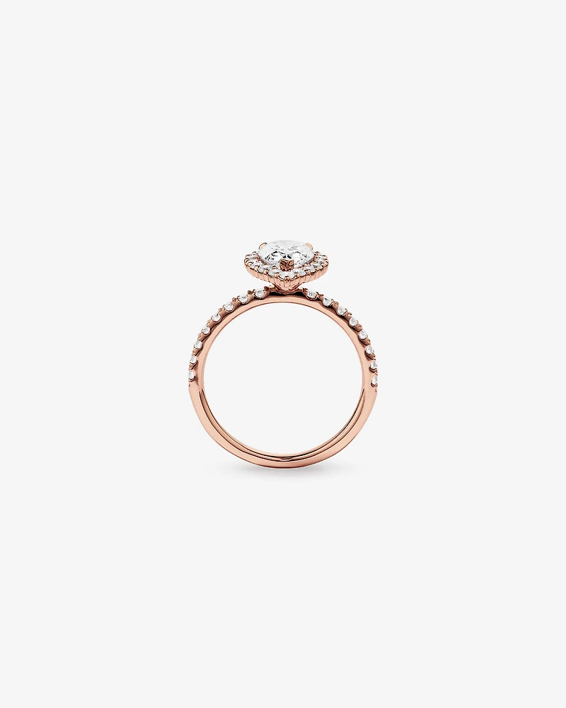 1.82 Carat TW Pear Cut Laboratory-Grown Diamond Halo Engagement Ring in 14kt White Gold