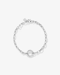 18cm (7") Round Paperclip Open Pendant Bracelet in Sterling Silver
