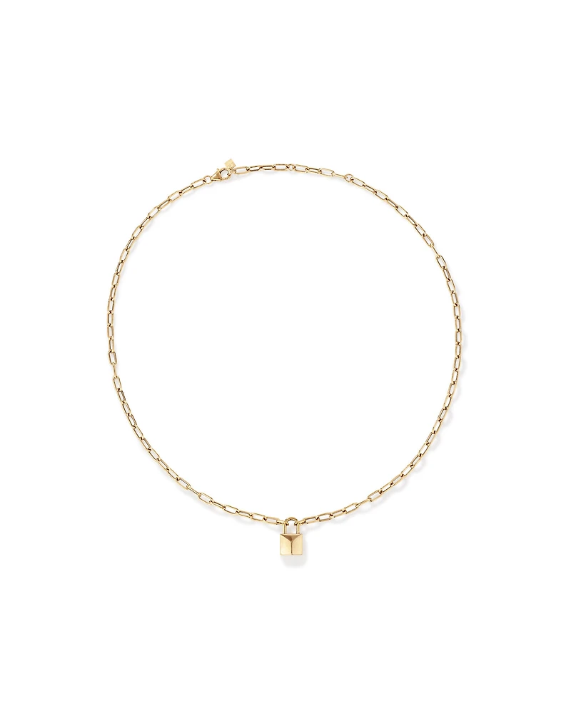Signature Lock Necklace in 10kt Yellow Gold
