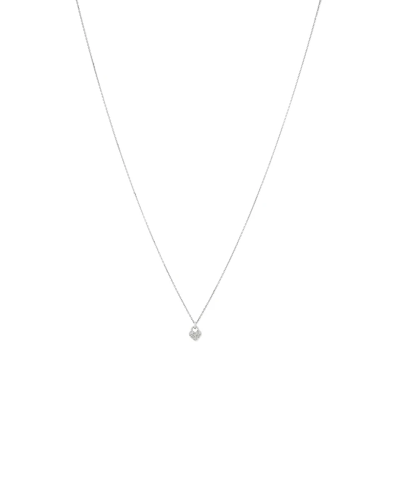 Collier pendentif cœur pavé de diamants en argent sterling