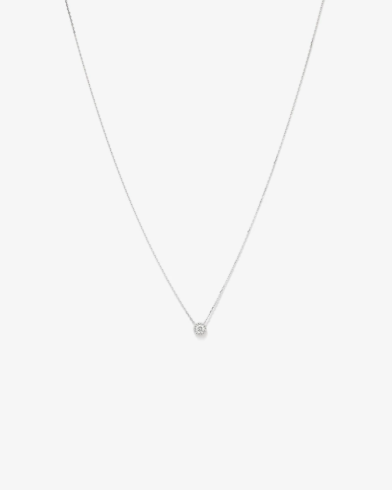 0.22 Carat TW Round Diamond Halo Pendant in 10kt White Gold