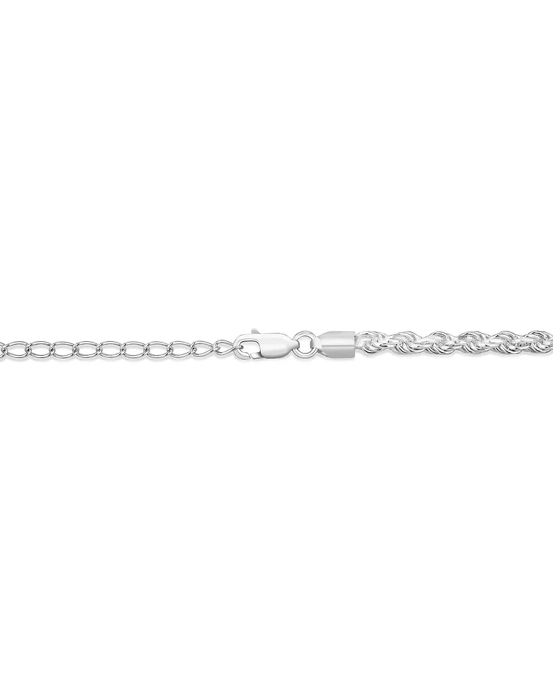 50cm (20") 3.5mm-4mm Width Rope Chain in Sterling Silver