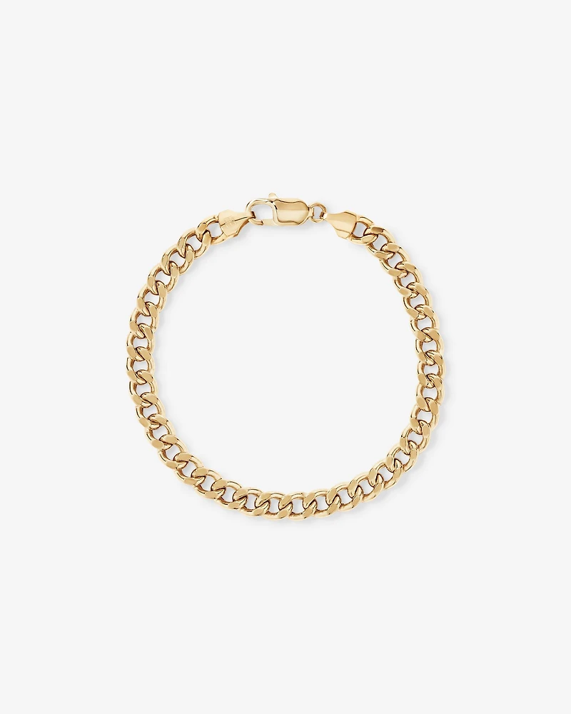21cm (8.5") 6.8mm Semi-Solid Diamond Cut Curb Bracelet in 10kt Yellow Gold