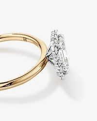 Bague De Fiançailles Halo En Diamant De Laboratoire Taille Émeraude De 1,46 Carat Poids Total En Or Jaune Et Blanc 14 Carats