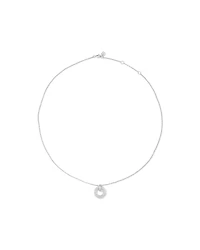 Pavé Set Cubic Zirconia Puff Open Circle Pendant Necklace in Sterling Silver