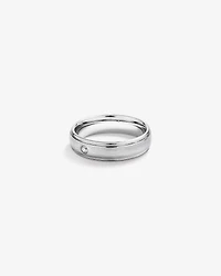 6mm Polished and Brushed Diamond Wedding Band in Tungsten