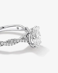 1.70 Carat TW Oval Cut Lab-Grown Diamond Twist Band Engagement Ring in 14kt White Gold